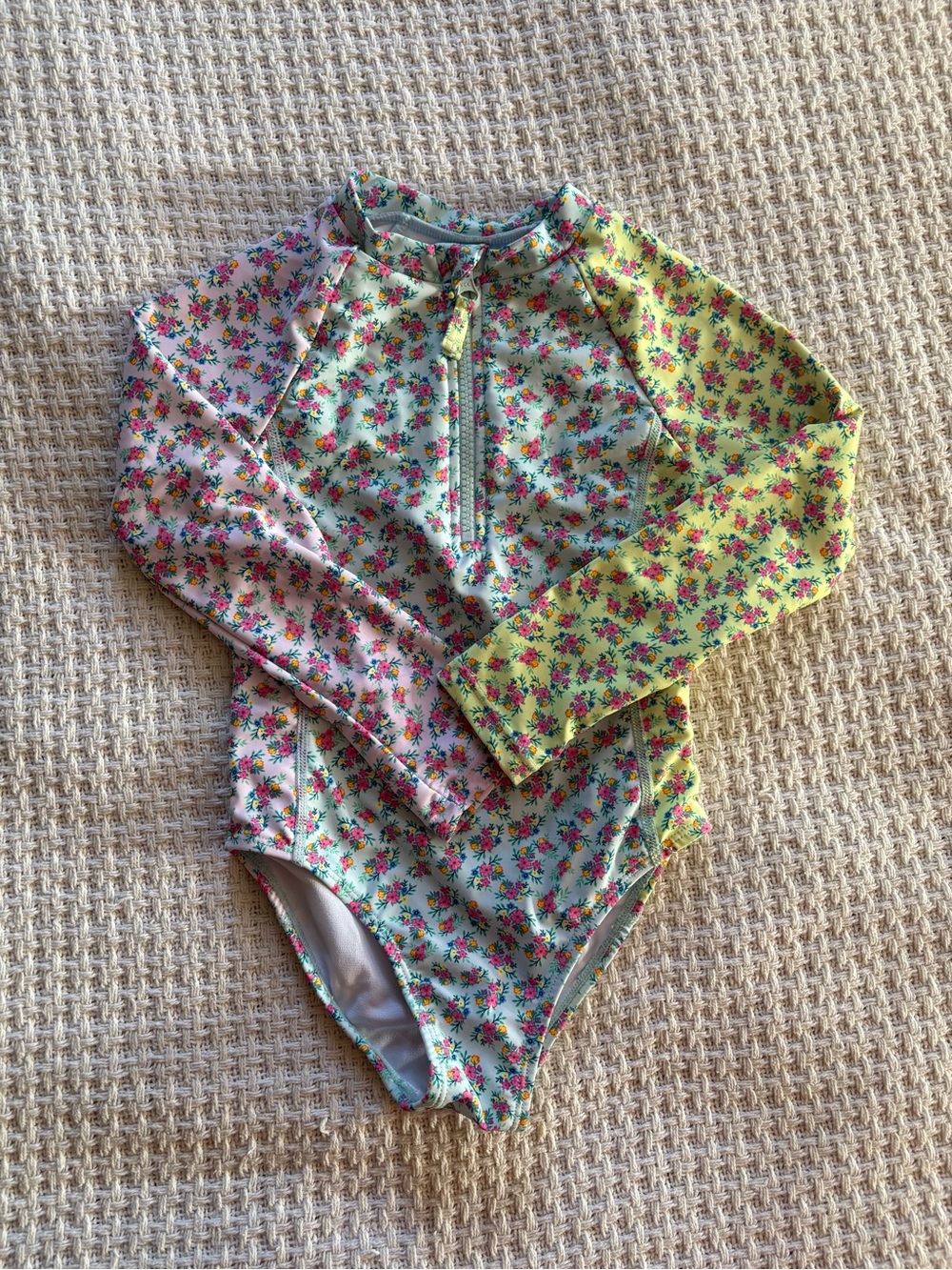 Andy and Evan 4t Kids Floral Long Sleeve Rash Guard Swimsuit - Multi-Color